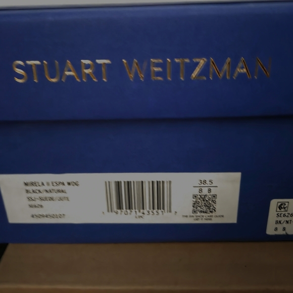 Stuart Weitzman Mirella Espadrille Wedge, black & natural, 8B - Picture 6 of 6